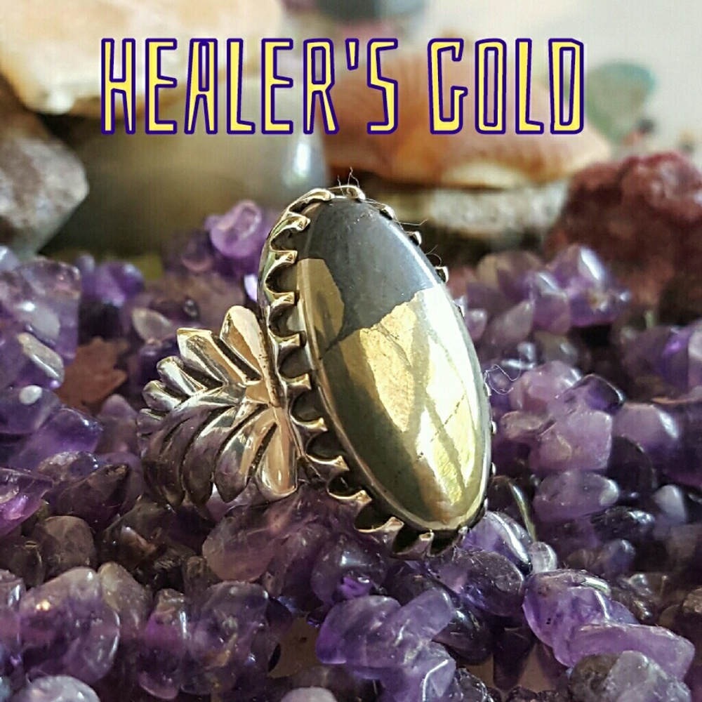 Pyrite in Magnetite Ring Sterling Silver